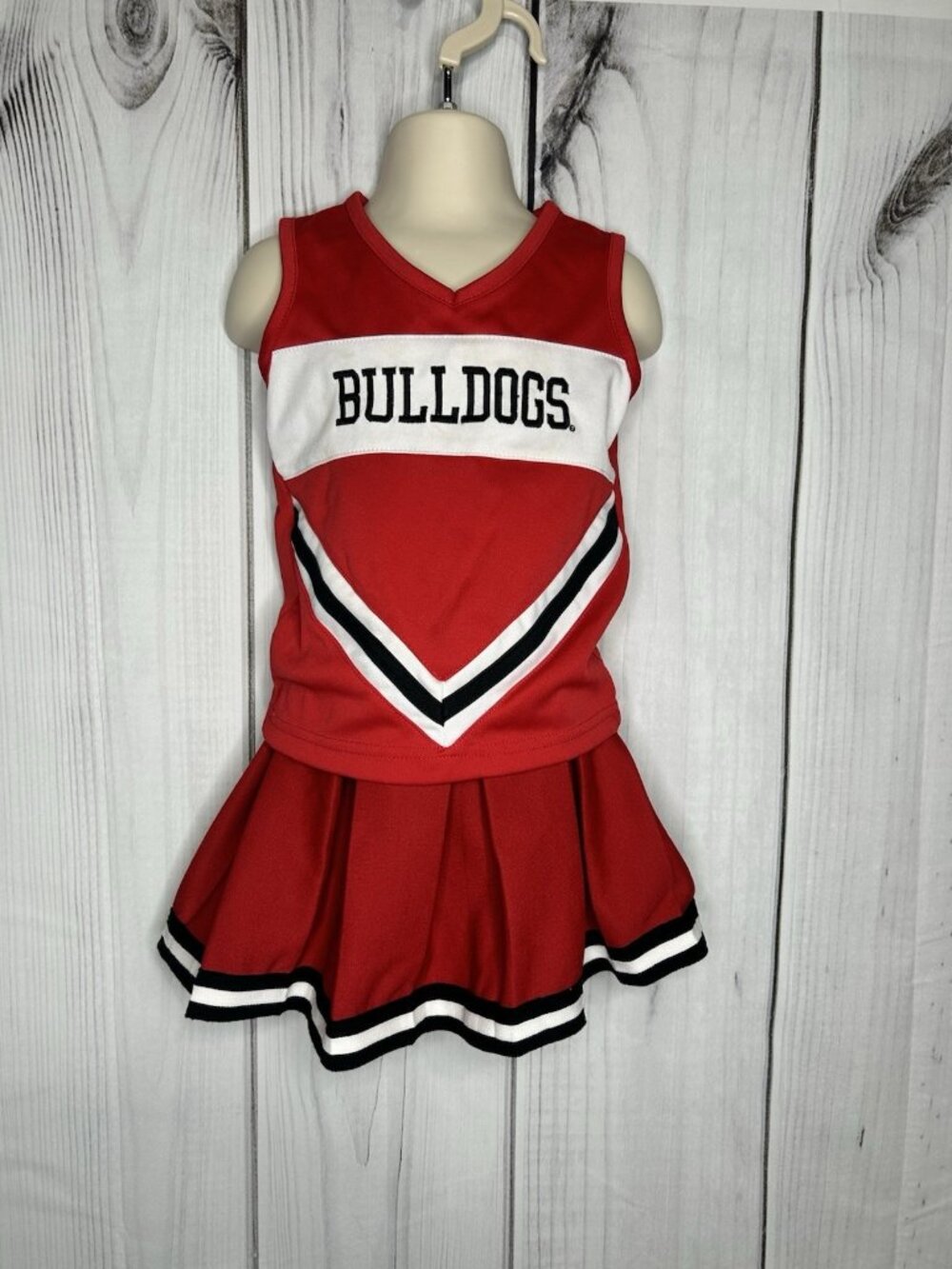 Georgia Bulldogs Girls Cheerleader Outfit 2 Pc Red Uniform Dress Set Size 2T